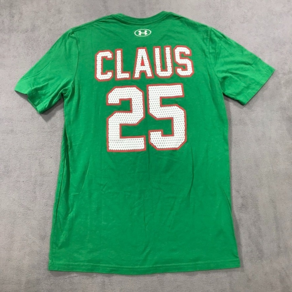Under Armour Christmas Santa Claus 25 Graphic Jersey Style Men's Small Green Tee